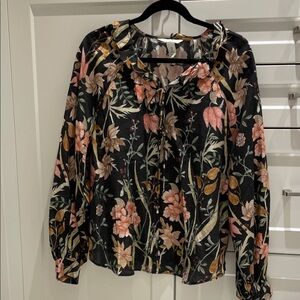 Floral Black Blouse